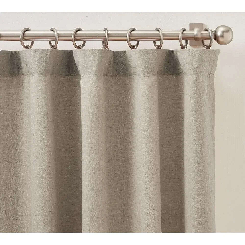 Pottery Barn 3-in-1 Pole Top Belgian Flax Linen Curtain Blackout Lining 50x108”